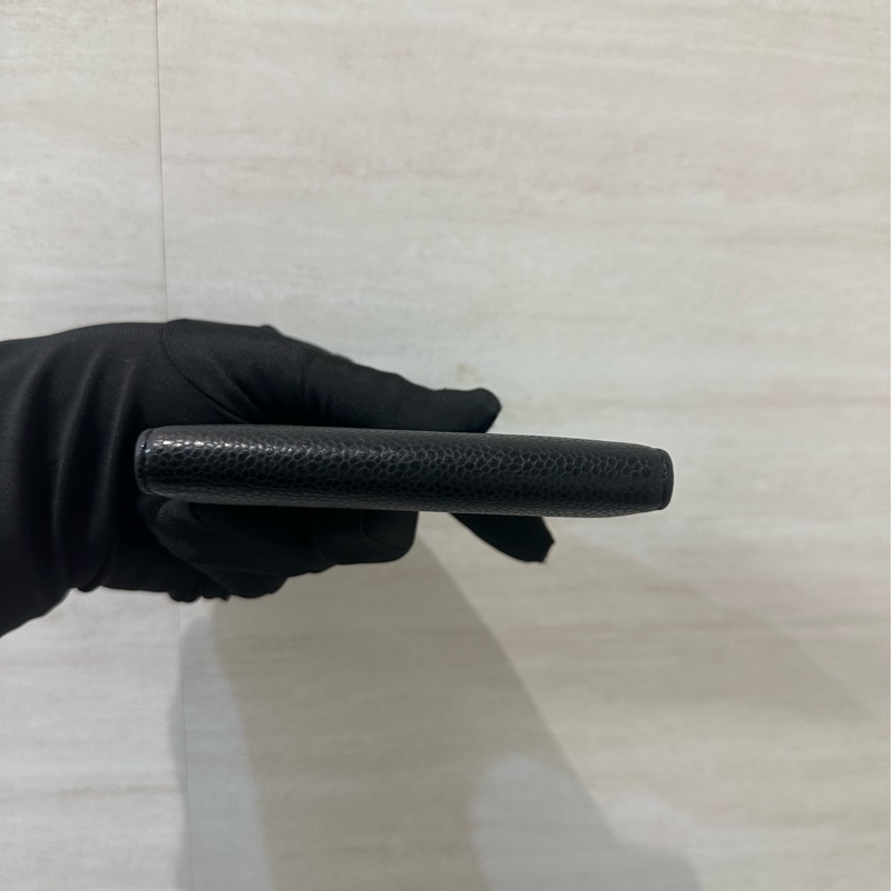 Chanel 黑荔枝牛皮對開2卡卡夾-5