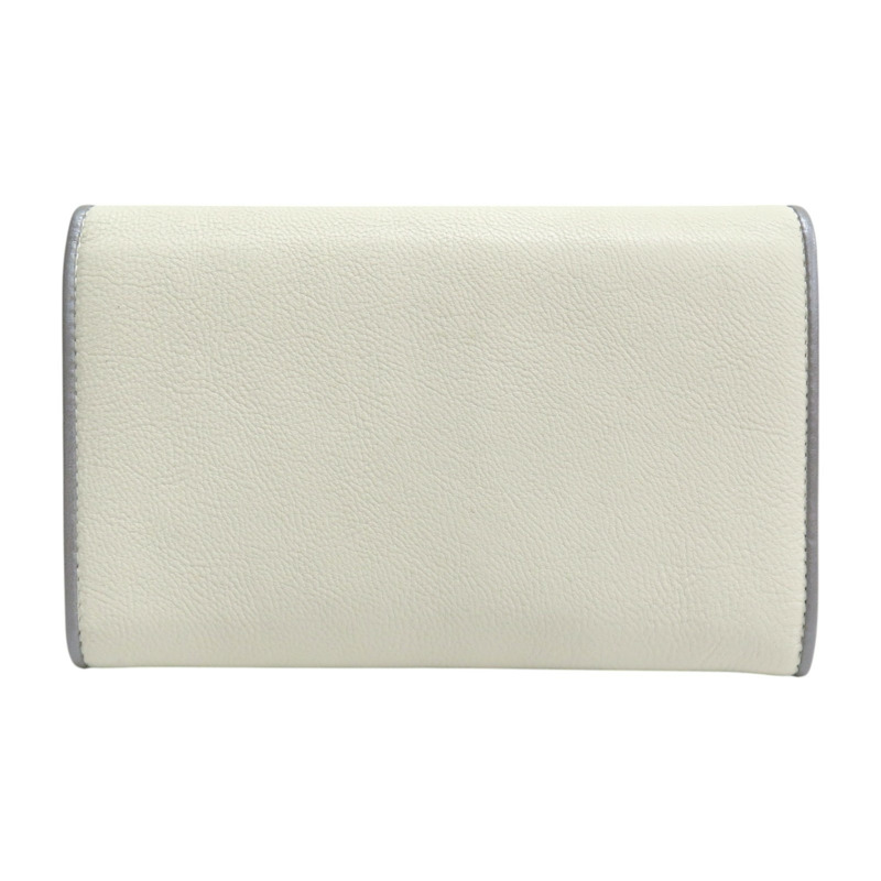 白色 皮革 扣式 長夾【CHANEL 香奈兒】-1