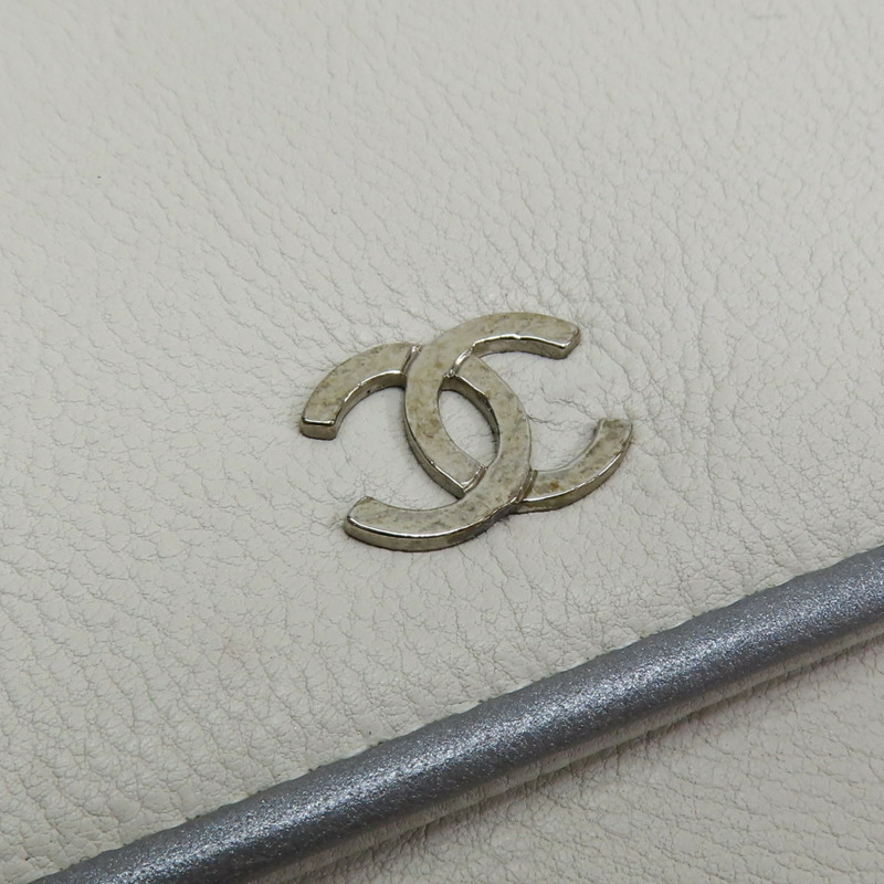 白色 皮革 扣式 長夾【CHANEL 香奈兒】-8
