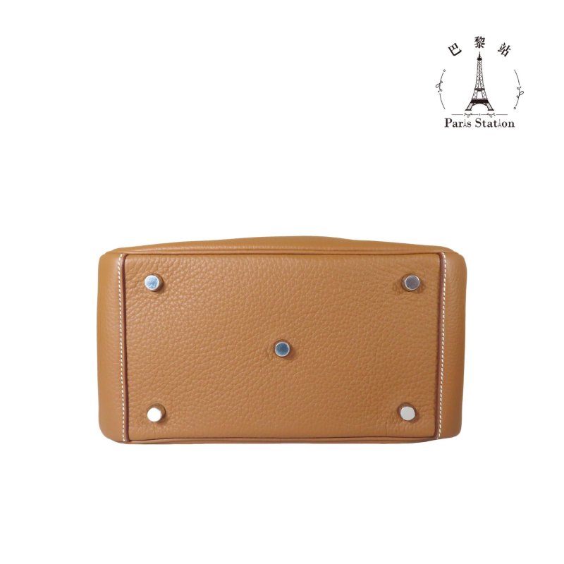 【巴黎站二手名牌專賣店】＊現貨＊HERMES 愛馬仕 真品＊W刻金棕色牛皮銀釦LINDY 26手提肩背包-2