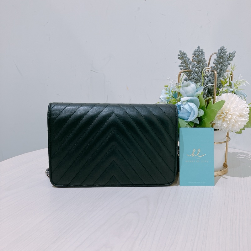 TK1873 Chanel 香奈兒黑色羊皮WOC A84444 Fringe Wallet On Chain Chevron Lambskin-1