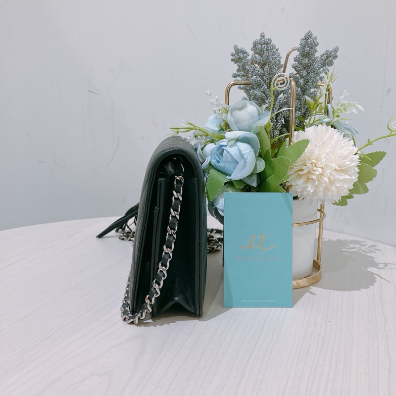 TK1873 Chanel 香奈兒黑色羊皮WOC A84444 Fringe Wallet On Chain Chevron Lambskin-3