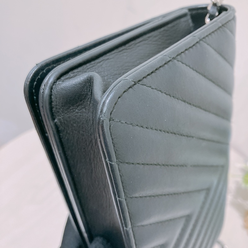 TK1873 Chanel 香奈兒黑色羊皮WOC A84444 Fringe Wallet On Chain Chevron Lambskin-11