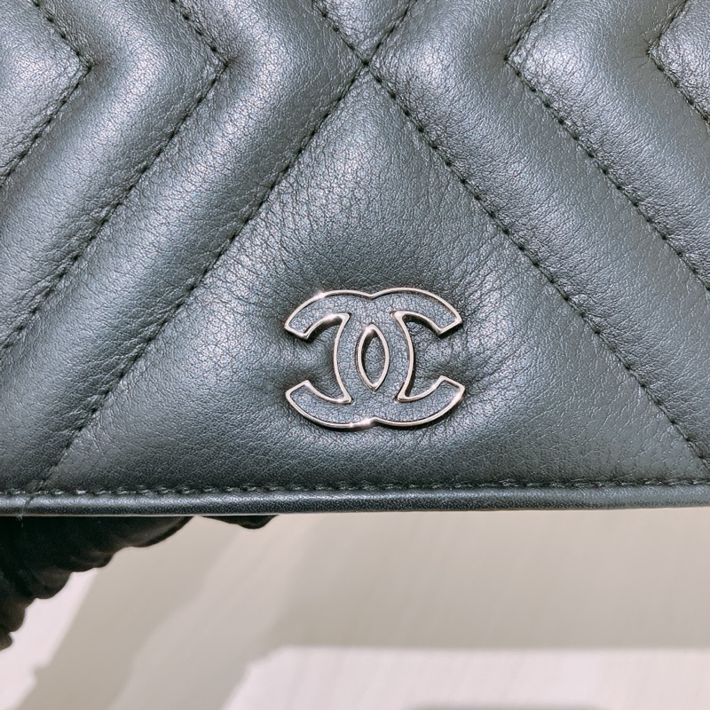 TK1873 Chanel 香奈兒黑色羊皮WOC A84444 Fringe Wallet On Chain Chevron Lambskin-14