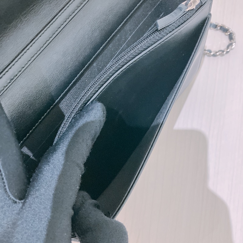 TK1873 Chanel 香奈兒黑色羊皮WOC A84444 Fringe Wallet On Chain Chevron Lambskin-19