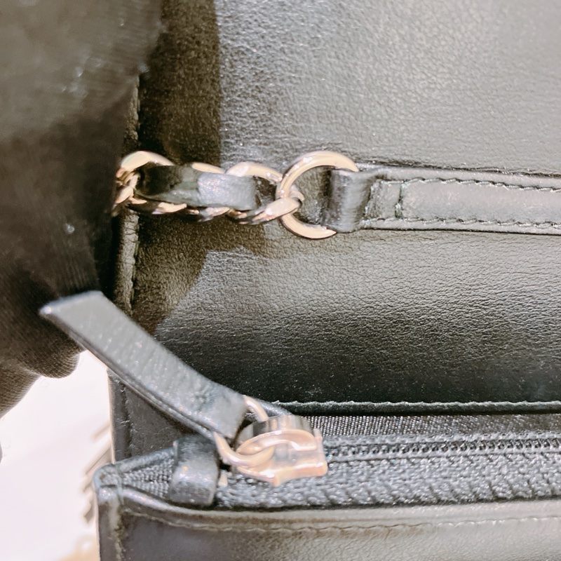 TK1873 Chanel 香奈兒黑色羊皮WOC A84444 Fringe Wallet On Chain Chevron Lambskin-27