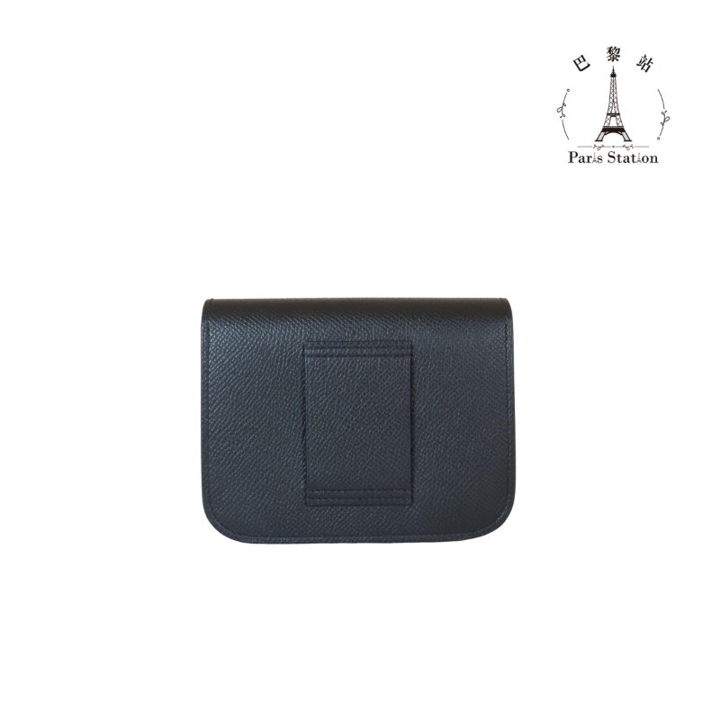 【巴黎站二手名牌專賣店】＊現貨＊HERMES 愛馬仕 真品＊U刻Constance Slim黑色牛皮玫瑰金色H扣康康錢包 MINI小包-5