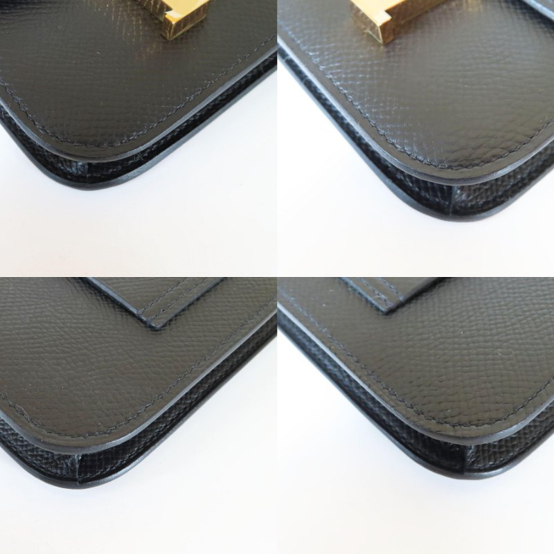 【巴黎站二手名牌專賣店】＊現貨＊HERMES 愛馬仕 真品＊U刻Constance Slim黑色牛皮玫瑰金色H扣康康錢包 MINI小包-7