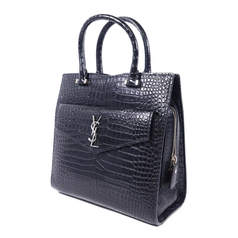 SAINT LAURENT 牛皮皮革Uptown Small Tote銀扣手挽肩背兩用袋-1