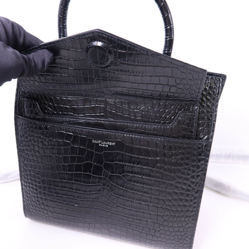 SAINT LAURENT 牛皮皮革Uptown Small Tote銀扣手挽肩背兩用袋-10