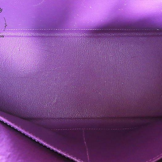 【巴黎站二手名牌專賣店】＊現貨＊HERMES 愛馬仕 真品＊🅁刻海葵紫銀扣KELLY28 手提包 肩背包-3