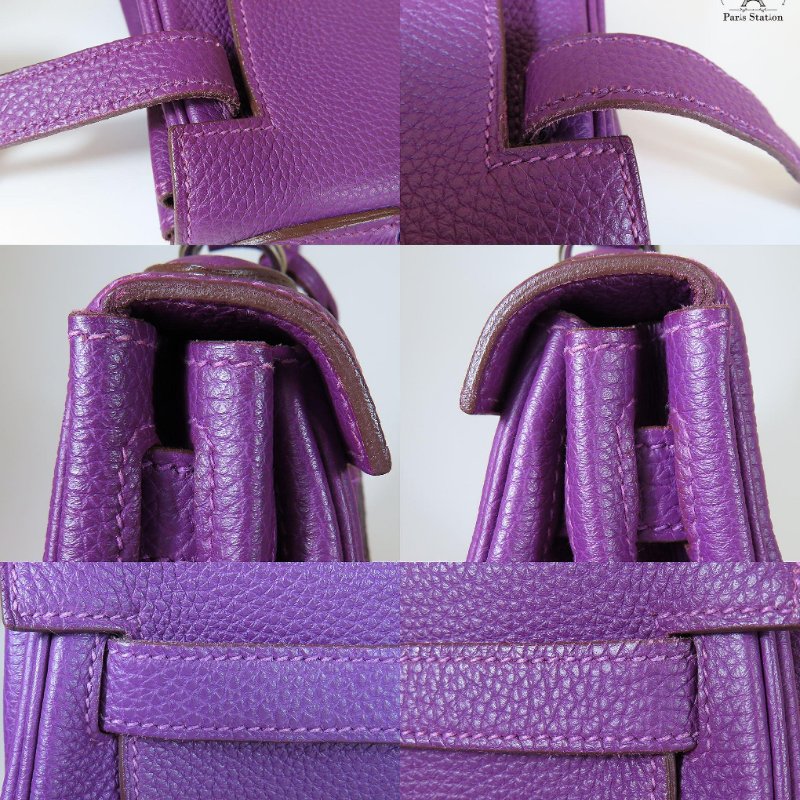 【巴黎站二手名牌專賣店】＊現貨＊HERMES 愛馬仕 真品＊🅁刻海葵紫銀扣KELLY28 手提包 肩背包-7