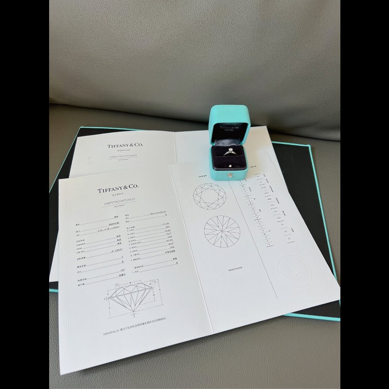 Tiffany 經典六爪鑽戒 0.41ct G色 VS1 尺碼49號-7