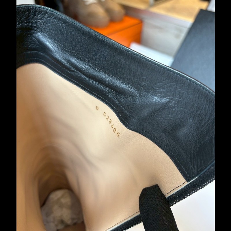 Chanel 金鞋底黑皮高跟長靴-13