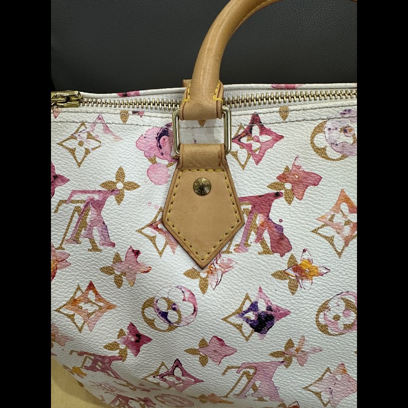LV Speedy30 限量款水彩系列手提包-8