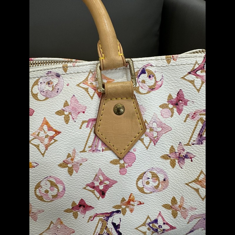 LV Speedy30 限量款水彩系列手提包-9