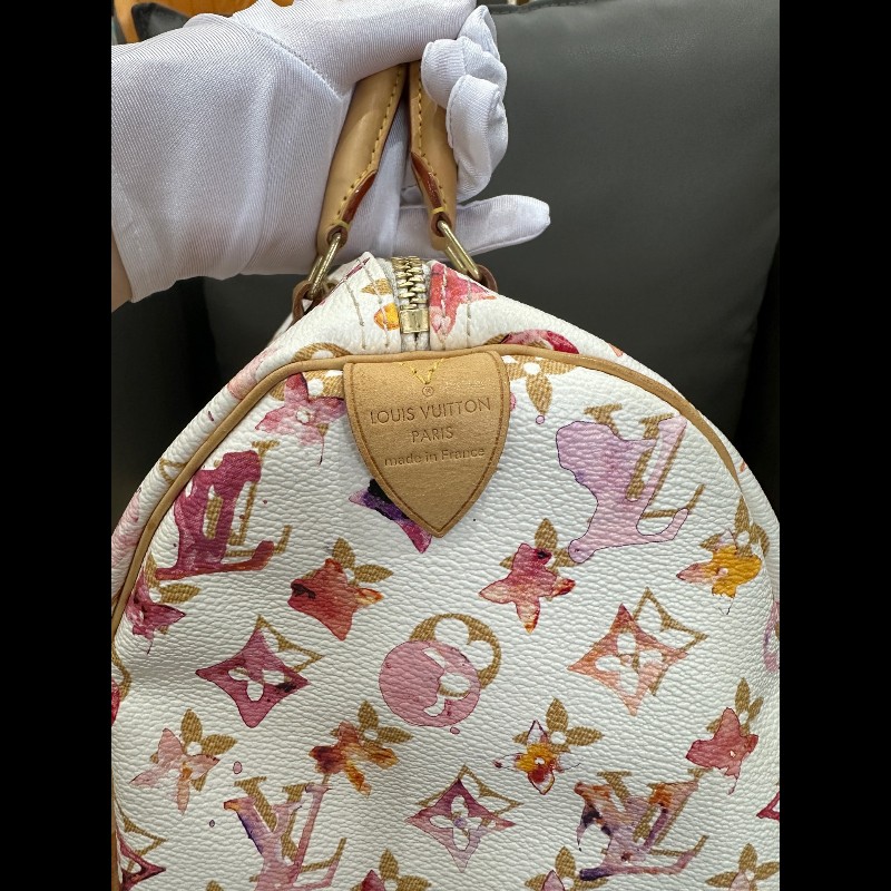 LV Speedy30 限量款水彩系列手提包-10