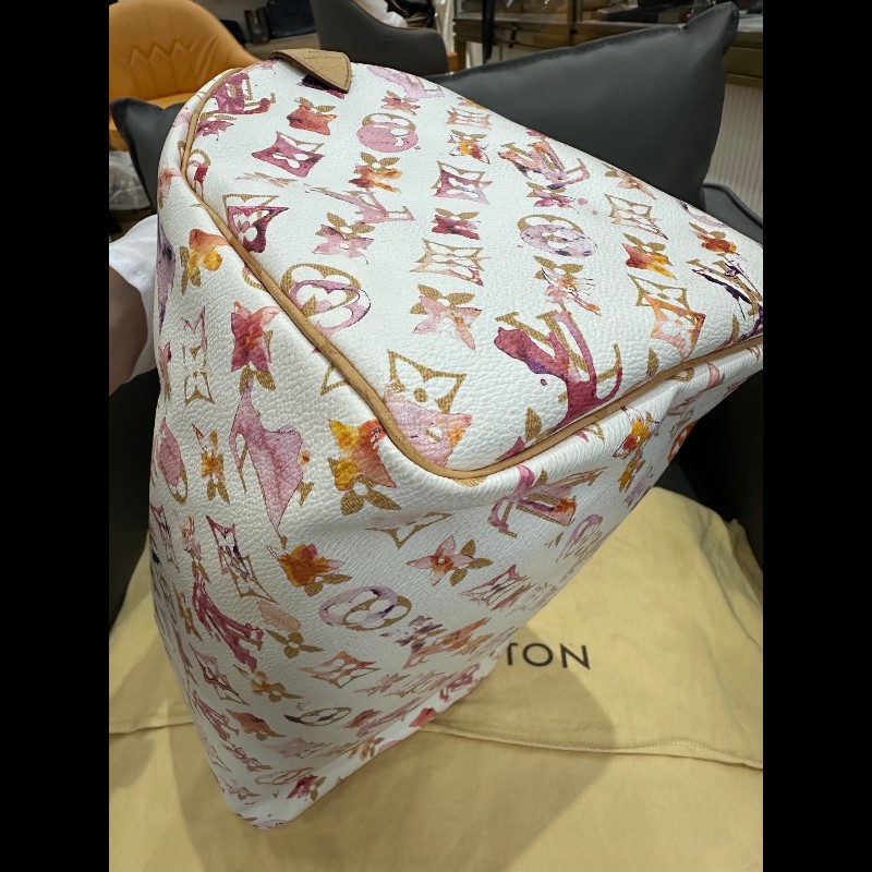 LV Speedy30 限量款水彩系列手提包-11