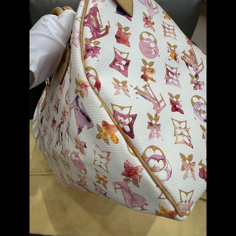 LV Speedy30 限量款水彩系列手提包-12