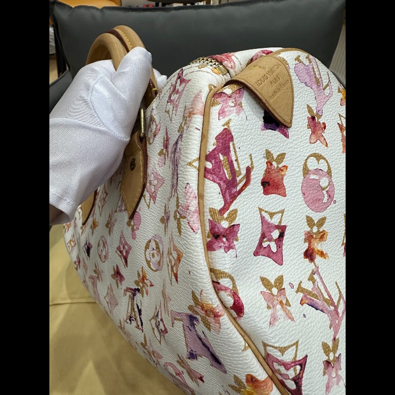 LV Speedy30 限量款水彩系列手提包-13
