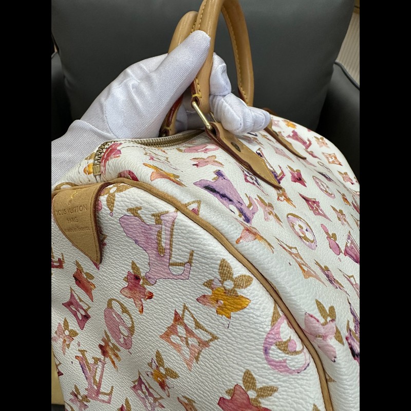 LV Speedy30 限量款水彩系列手提包-14