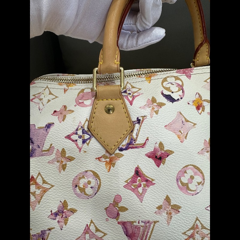 LV Speedy30 限量款水彩系列手提包-17