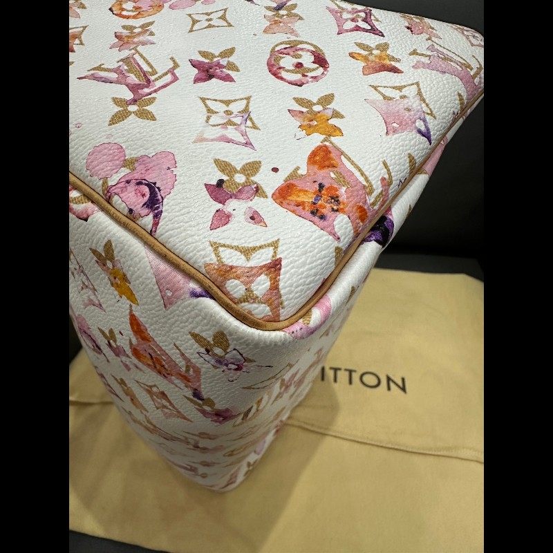 LV Speedy30 限量款水彩系列手提包-19