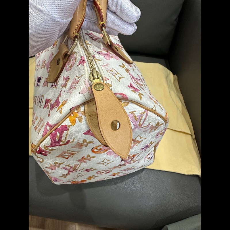 LV Speedy30 限量款水彩系列手提包-23