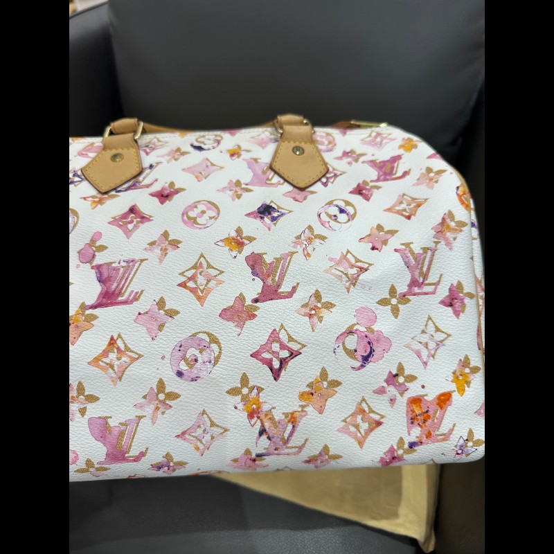 LV Speedy30 限量款水彩系列手提包-30