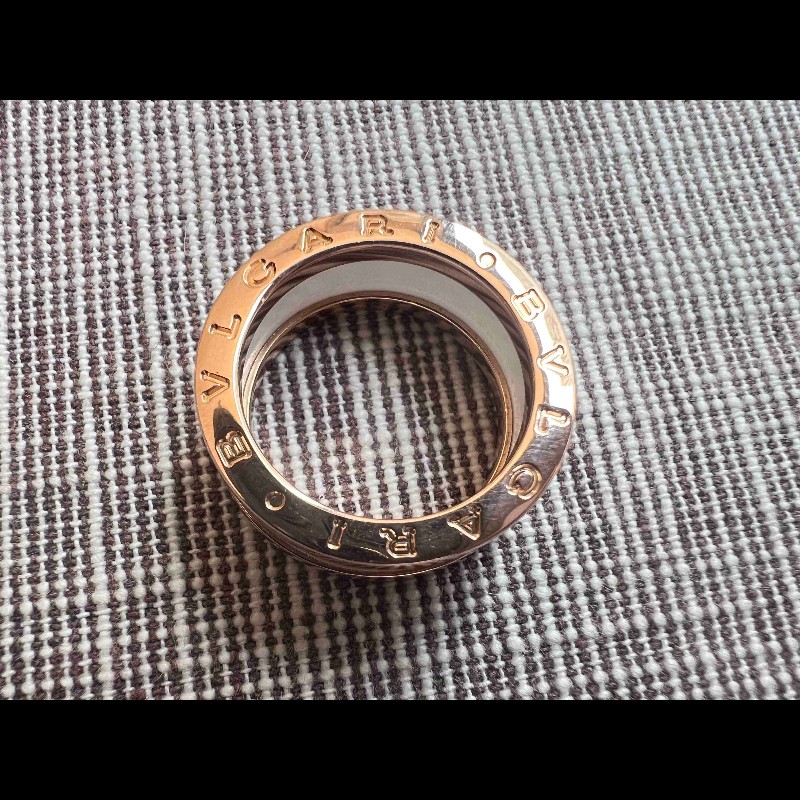 BVLGARI B.ZERO1 玫瑰金白陶瓷單環戒指55號-6