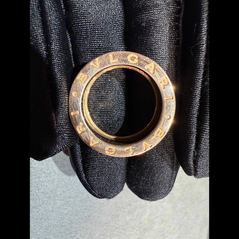 BVLGARI B.ZERO1 黑陶瓷玫瑰金單環戒指 51號-3
