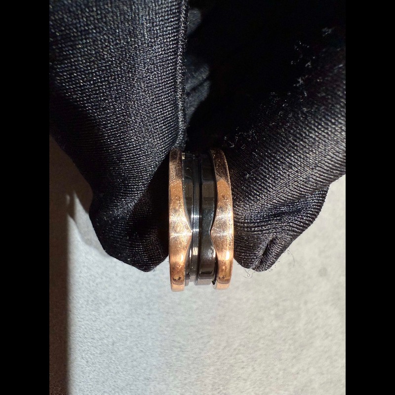 BVLGARI B.ZERO1 黑陶瓷玫瑰金單環戒指 51號-4