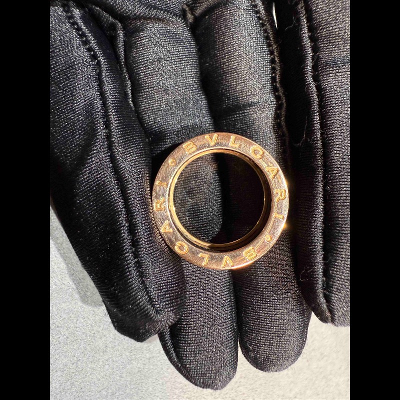 BVLGARI B.ZERO1 黑陶瓷玫瑰金單環戒指 51號-6