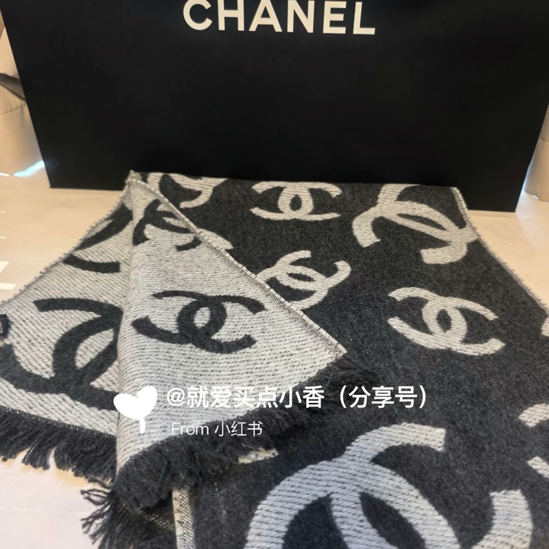 Chanel 26C 黑灰CC雙面圍巾Scarf-0