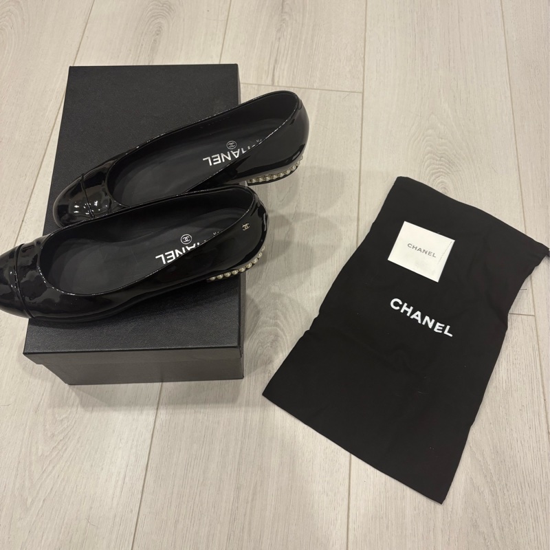 Chanel 女鞋 亮皮 珍珠跟-0