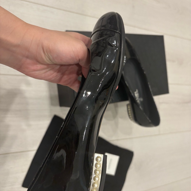 Chanel 女鞋 亮皮 珍珠跟-3