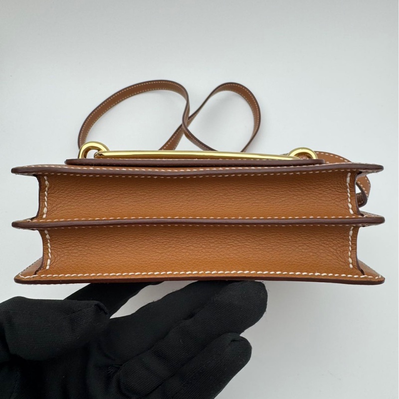 🌈Hermes🧡Mini Roulis 19🧡金棕金扣🧡98新🌟evercolor皮🌟-9