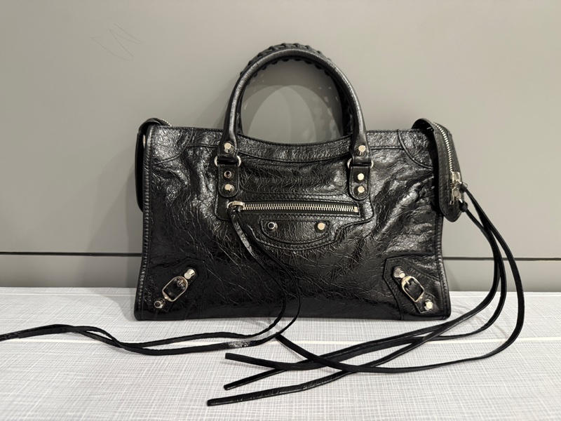 Balenciaga City Small 巴黎世家 機車包 黑色小羊皮銀釦-1