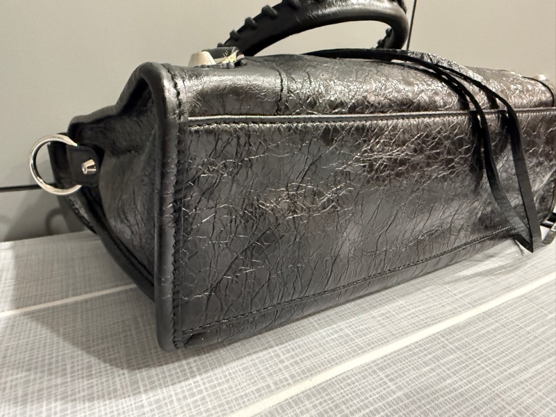 Balenciaga City Small 巴黎世家 機車包 黑色小羊皮銀釦-6