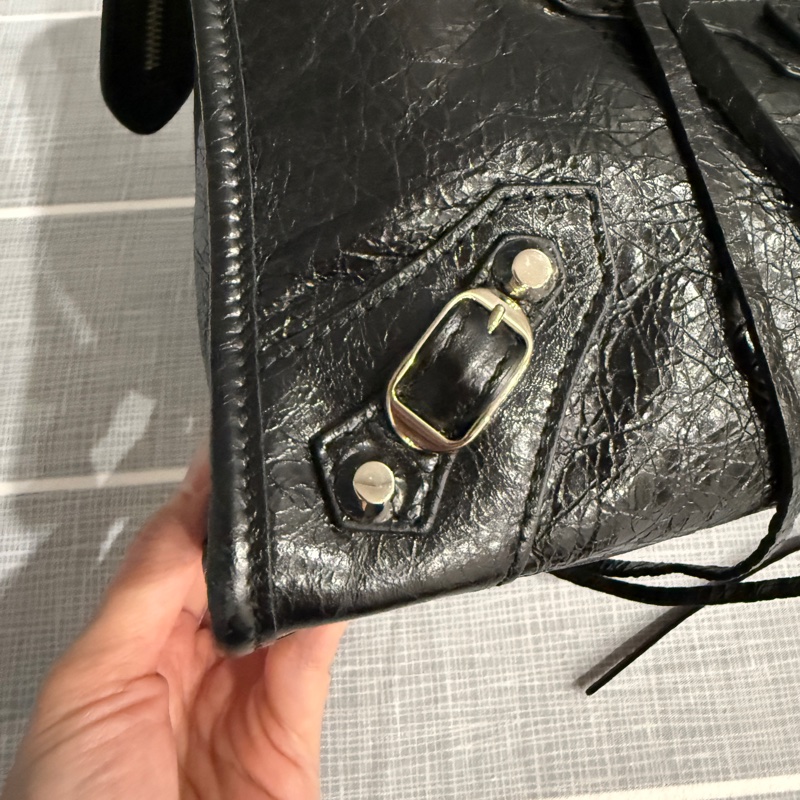 Balenciaga City Small 巴黎世家 機車包 黑色小羊皮銀釦-9