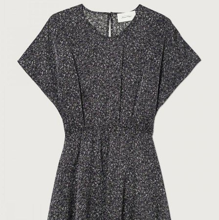 全新AMERICAN VINTAGE 法式印花涼感短袖洋裝 M-L可穿-0