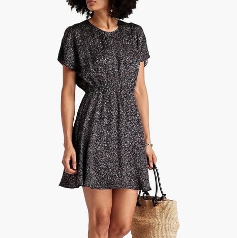 全新AMERICAN VINTAGE 法式印花涼感短袖洋裝 M-L可穿-1