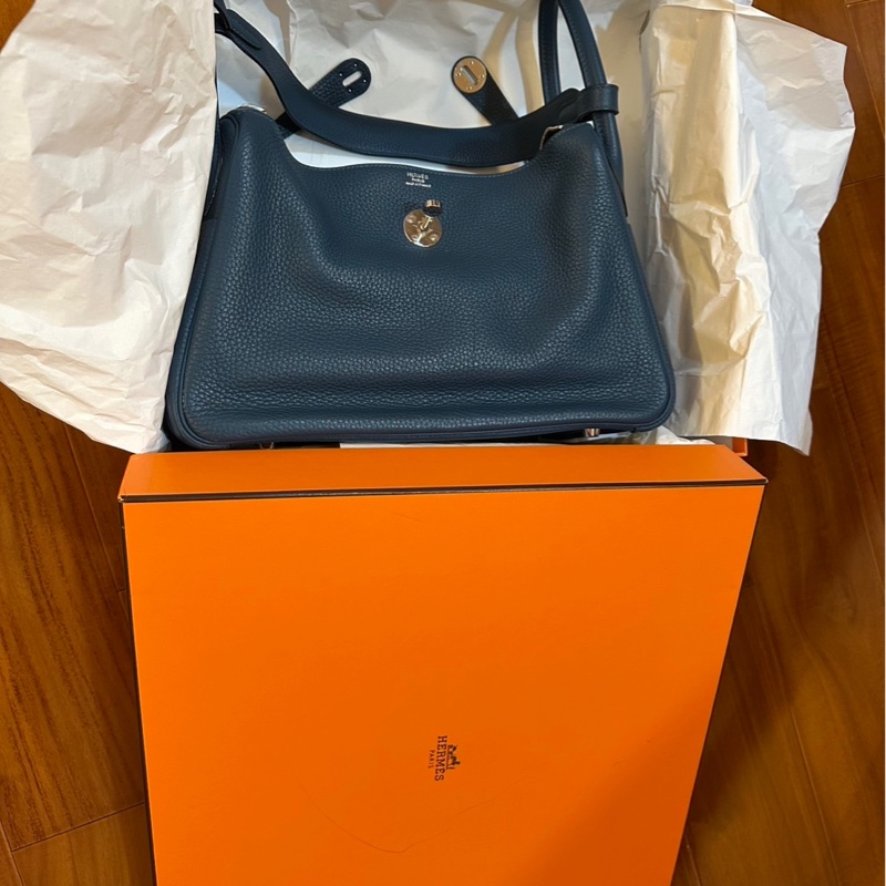 Hermes Lindy 30 鴨子藍銀釦-1