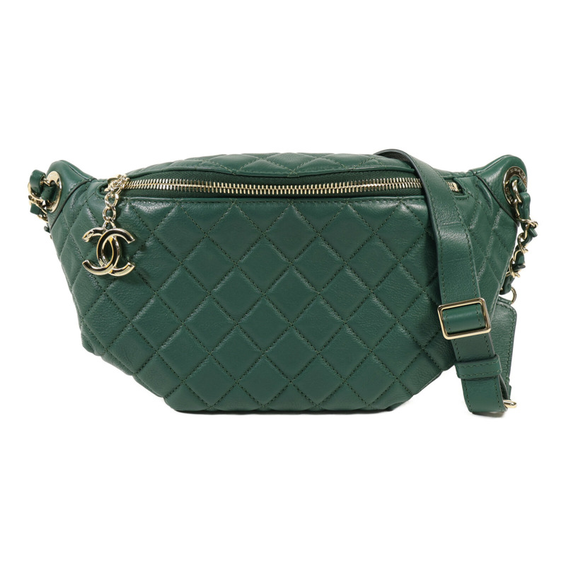 CHANEL 羊皮皮革Waist Bag金扣斜挎包-0