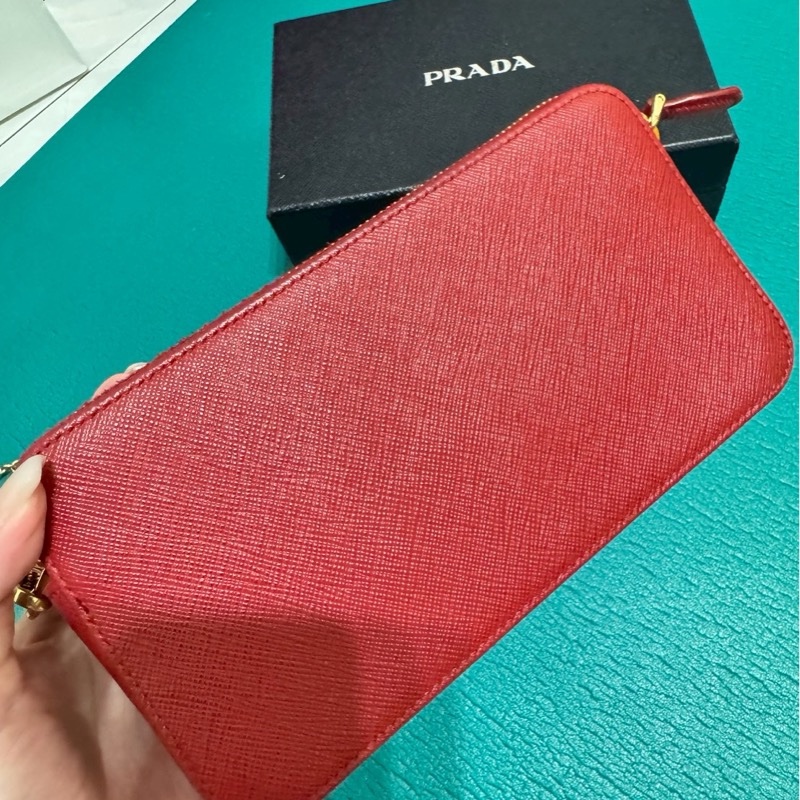 PRADA 紅 牛皮 斜背包 肩背包 WOC-20