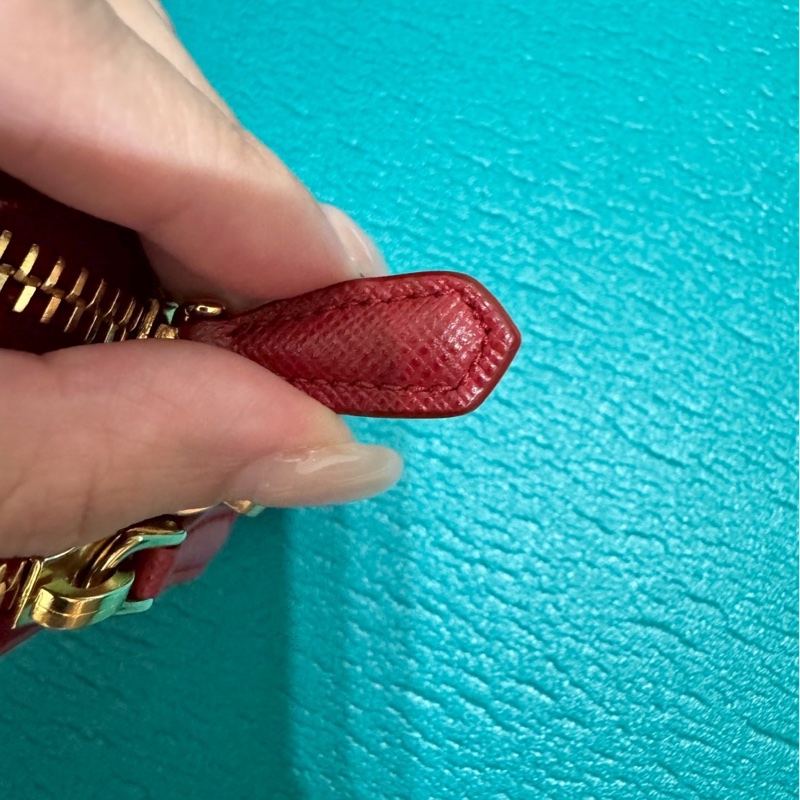 PRADA 紅 牛皮 斜背包 肩背包 WOC-27