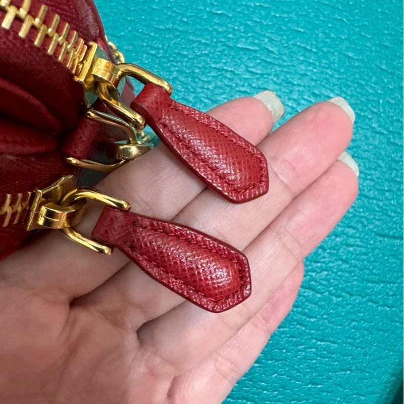 PRADA 紅 牛皮 斜背包 肩背包 WOC-29