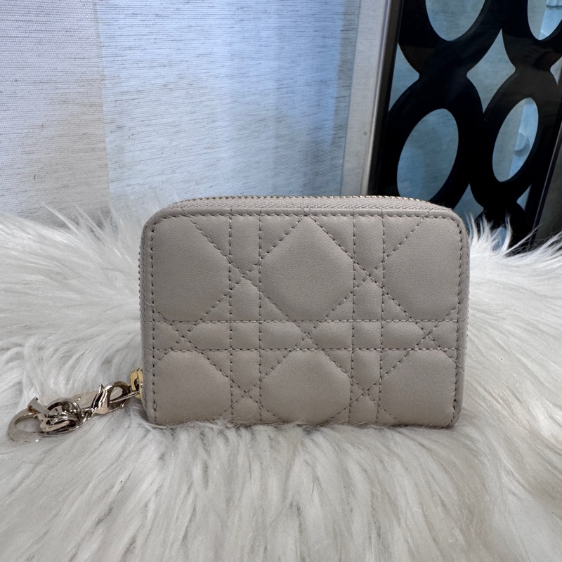 Dior Lady Dior Voyageur 沙色羊皮拉鍊零錢卡包-1