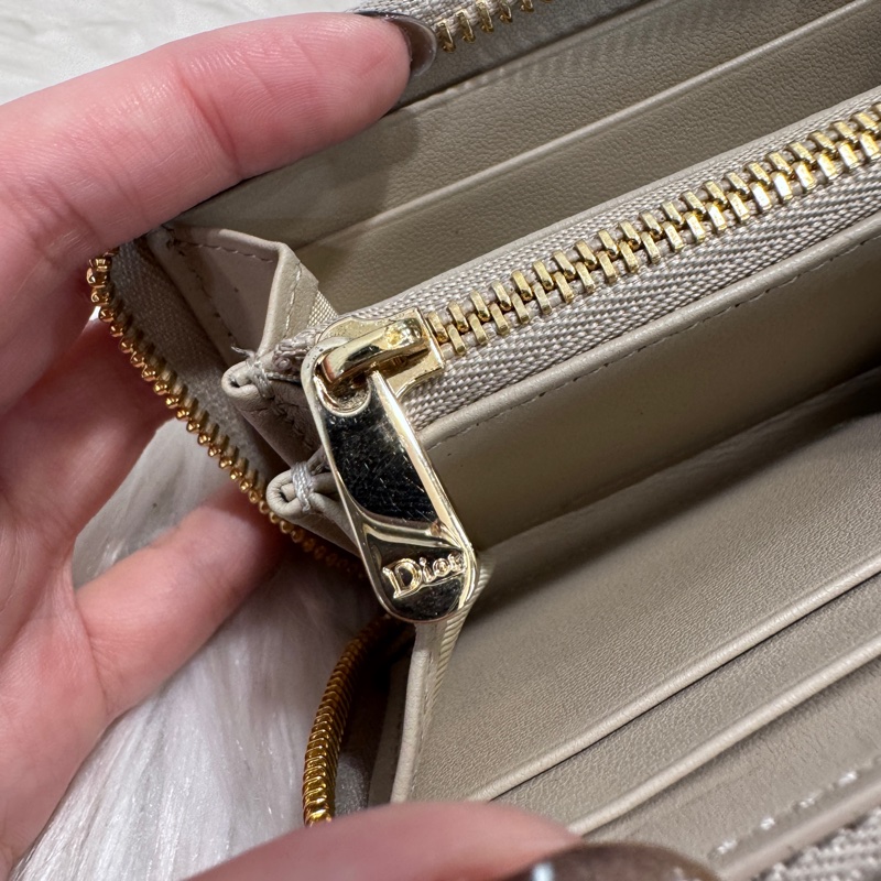 Dior Lady Dior Voyageur 沙色羊皮拉鍊零錢卡包-8