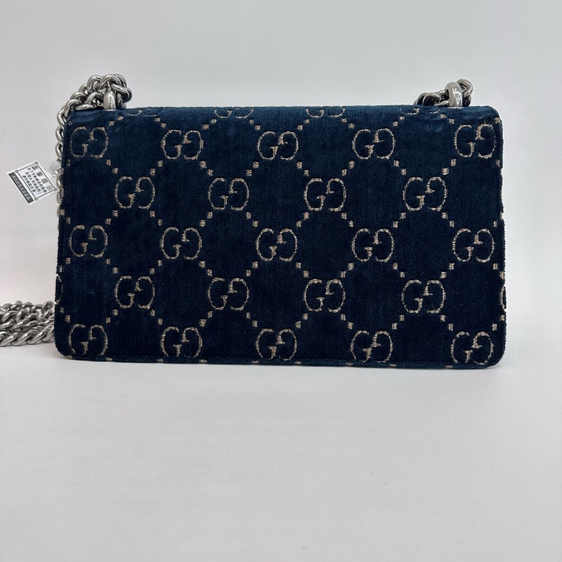 Gucci/古馳絲絨鑽扣酒神中號鏈條包底長25。-1